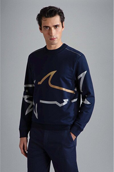 PAUL&SHARK Erkek Dokuma Kumaş Marka Logolu Lacivert Sweatshirt 24411881-013