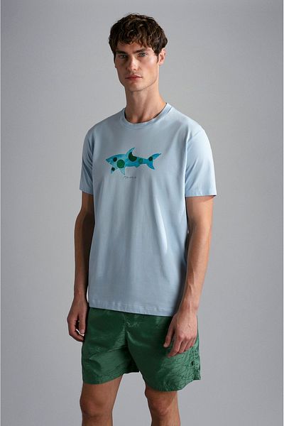 PAUL&SHARK Ανδρικό μπλουζάκι με λογότυπο με στάμπα με λαιμόκοψη κανονικής εφαρμογής 24411125 -904