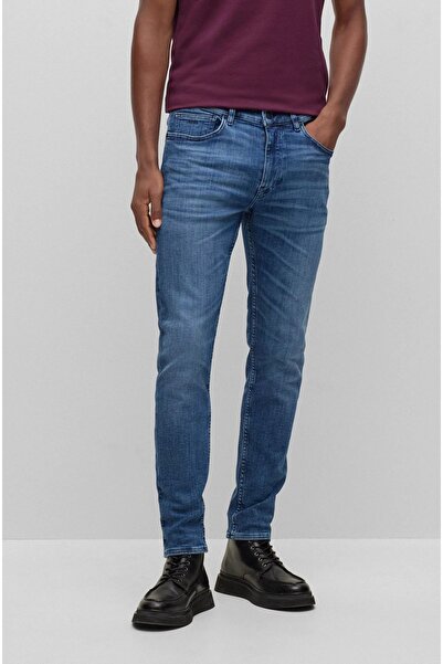 BOSS Erkek Normal Belli Dar Kesim Düz Paça Lacivert Jeans 50483899-423