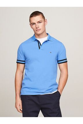 Tommy Hilfiger Erkek Polo Yaka Du me Kapamal K sa Kollu Beyaz Polo Yaka T Shirt MW0MW34737 YBR