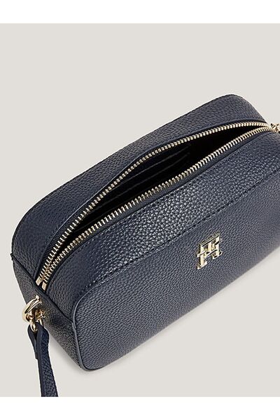 Tommy Hilfiger Kadın Logolu Deri Kart Bölmeli Günlük Kullanım Lacivert Omuz Çantası AW0AW15179-DW6