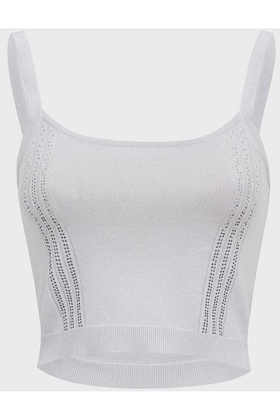 Liu Jo Women's Glittered Model Rope Strap Slim Fit Gray Blouse TA2144MA36L-005