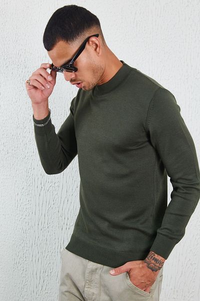 Manche Half Fisherman Basic Knitwear Dark Khaki