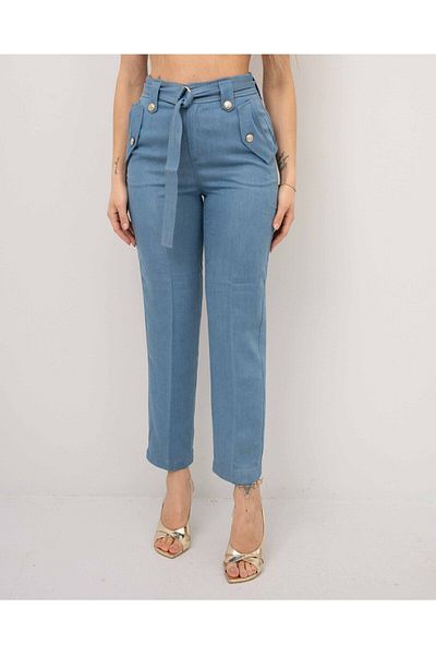 Liu Jo Pantaloni drepți cu talie înaltă pentru femei, denim, largi, model UA3139D4808-78438