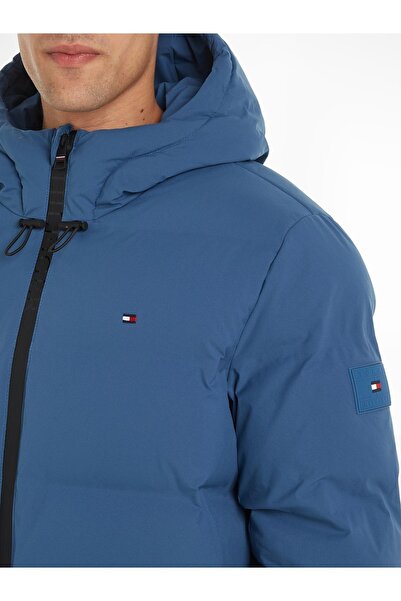 Tommy Hilfiger Erkek Logolu Kapüşonlu Uzun Kollu Günlük Kullanım Mavi Mont MW0MW33958-DBX