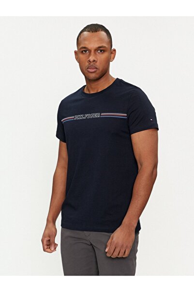 Tommy Hilfiger Men's Cotton Short Sleeve Round Neck Blue T-Shirt MW0MW34428-DW5