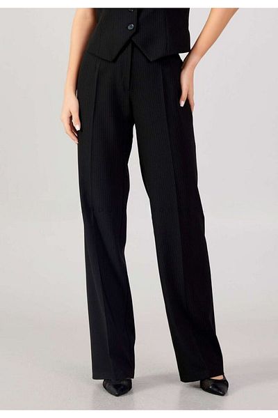 EXPLOSION Women's Woven Fabric Regular Waist Black Trousers EXP42400-BLACK
