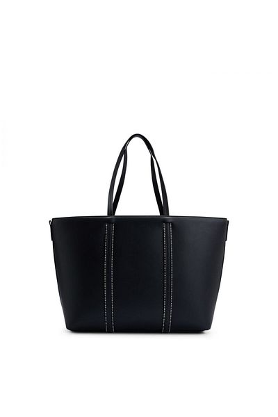 HUGO Black Metal Logo Detailed Large Internal Volume Women's Shoulder Bag -50511871-001