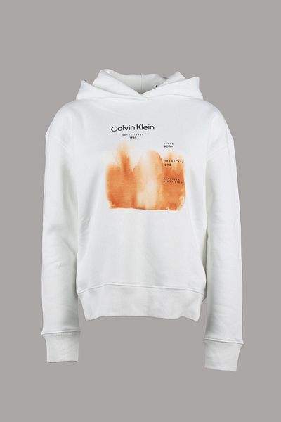 Calvin Klein Women's Brand Logo Cotton Regular Fit Casual White Sweatshirt K20K206762-YAF