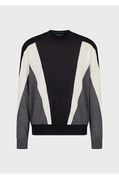 Emporio Armani Pulover negru casual cu mânecă lungă pentru bărbați 6l1mxm 1mbsz-f948