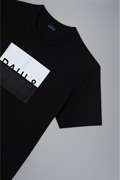 PAUL&SHARK Ανδρικό μπλουζάκι με λογότυπο βαμβακερό κανονικό κανονικό μαύρο μπλουζάκι 24411050 -011