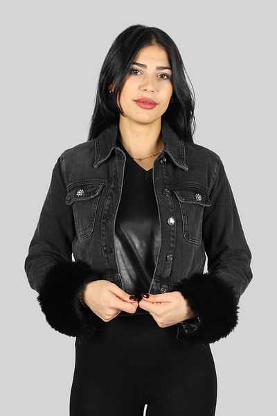 Liu Jo Women's Brand Logo Daily Use Black Jacket UF3078D4488-88257