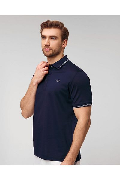 PAUL&SHARK Men's Cotton Polo Neck Short Sleeve Daily Use Navy Blue Polo Neck T-Shirt24411202-013
