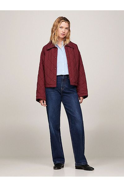 Tommy Hilfiger Women's Brand Logo Buttoned Long Sleeve Purple Jacket WW0WW40468-VLP