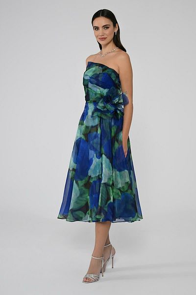 ALFABETA Colorful Flower Patterned Long Women's Evening Dress & Graduation Dress - AB6745-SAKS