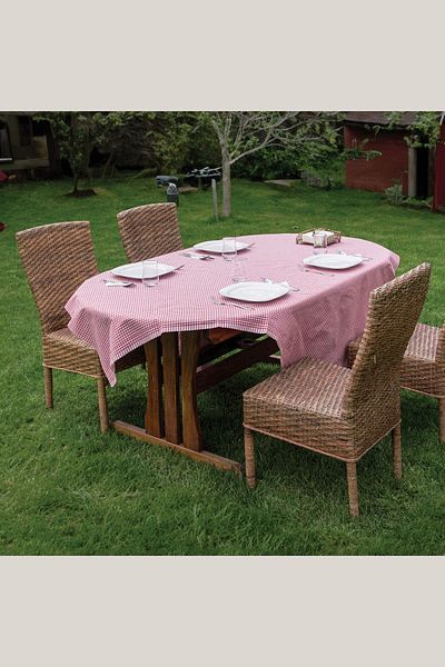 BRAMBLE LIFE Red Small Square Patterned Picnic Cloth - 2 Pieces 170x170cm
