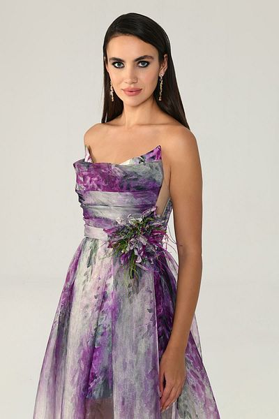ALFABETA Women's Woven Polyester Blended Night Stylish Fuchsia-Green Evening & Graduation Dress AB6604-FUCH/GREEN