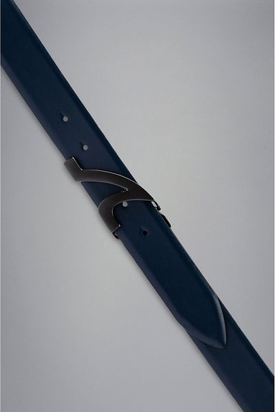 PAUL&SHARK Men's Brand Logo Leather Daily Use Navy Belt24416016-050