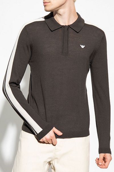Emporio Armani سترة بنية مريحة بأكمام طويلة وشعار العلامة التجارية للرجال 6R1MU1 1MMHZ-05A6