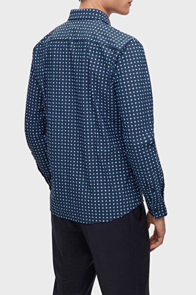 BOSS Baskılı Streç Jarseden Dar Kesim Gömlek Erkek Gömlek 50483716 445