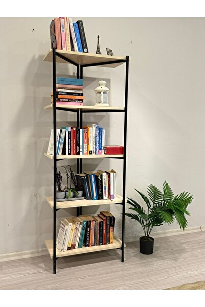 WANDOO Dekoratif 5 Raflı Metal Kitaplık Dosya Kitap Rafı Ofis Salon Raf 60x16...