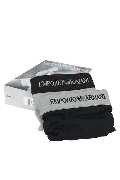 Emporio Armani Ανδρικό βαμβακερό λογότυπο ελαστικό κανονικό μέσης μαύρο μπόξερ CC717 111210 -320