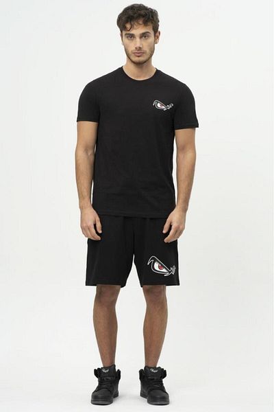 No Fear Μαύρο Crew Neck κοντομάνικο χτενισμένο βαμβακερό ανδρικό μπλουζάκι.m50047