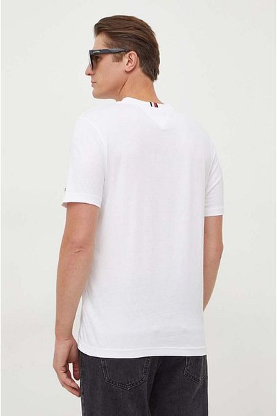 Tommy Hilfiger Men's Brand Logo Detailed Short Sleeve Round Collar White T-Shirt MW0MW33893-YBR