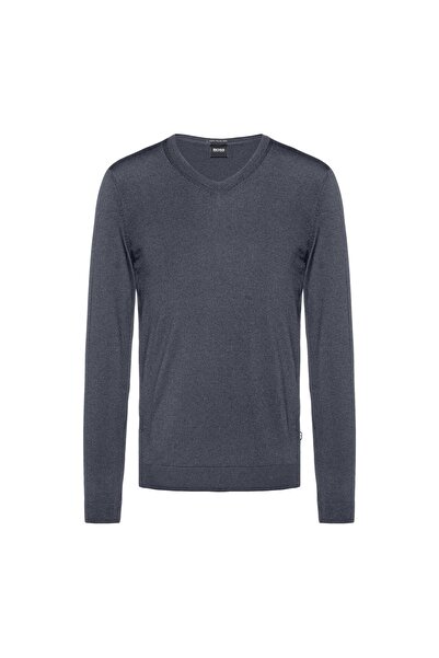 BOSS Erkek V Yaka Slim Fit Uzun Kollu Lacivert Kazak 50378576-lacivert