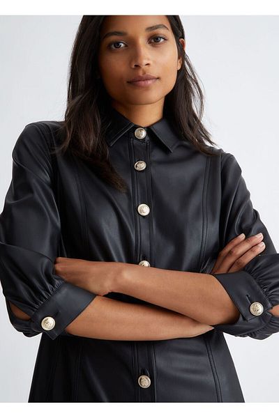 Liu Jo Women's Basic Long Sleeve Logo Embroidery Black Dress MF3042E0392-22222