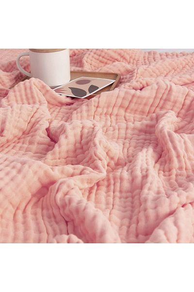 Silk Cocoon Oversized 230x240cm Μαλακό ροζ δροσερό κάλυμμα κρεβατιού οργανικό 100% βαμβάκι 4 στρώσεων