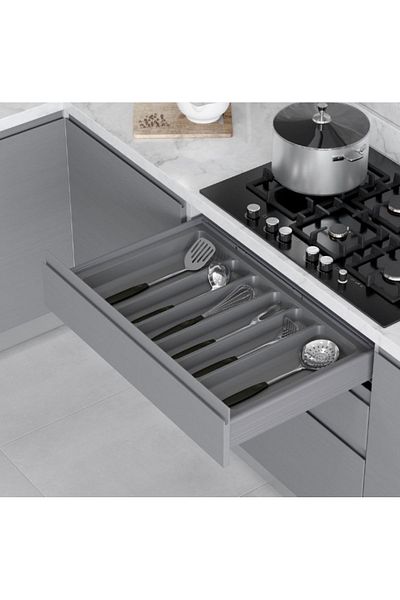 STARAX S-2689-G 80L Antibacterial Inside - Cut between 49-41cm Gray Module Ladle