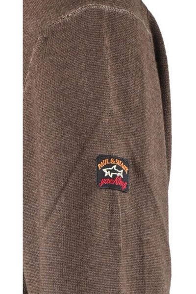 PAUL&SHARK Men's Cotton Round Neck Brown Sweater with Brand Logo11311001A-492