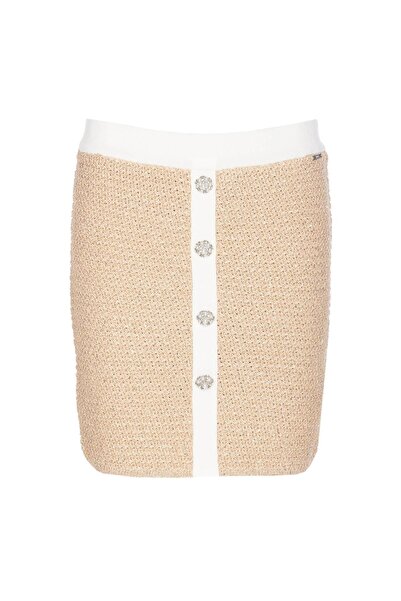 Liu Jo Women's Woven Fabric Regular Waist Plain Model Camel Skirt MA4131MA55N-C3389