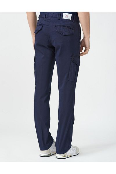 PAUL&SHARK Men's Cotton Regular Fit Plain Navy Blue Trousers23414021-013