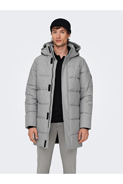 Only & Sons Carl Lıfe Long Quılted Coat Noos Otw Erkek Gri Mont 22020156-05