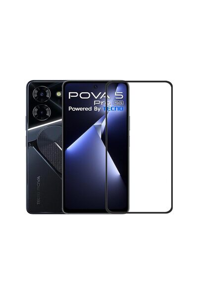 Fibaks Tecno Pova 5 Pro Uyumlu Tam Kapatan Tamperli Cam Ekran Koruyucu Kırılm...