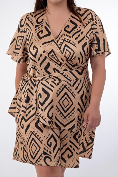 Roxxlen 3333815 Μοντέλο Satin Plus Size Set - Με κορδόνια