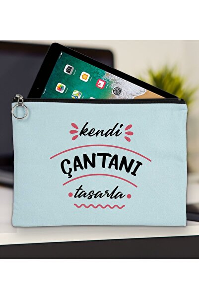 Bk Gift BK Gİft Kişiye Özel Kendin Tasarla Açık Mavi Tablet Çantası 30x21cm, ...