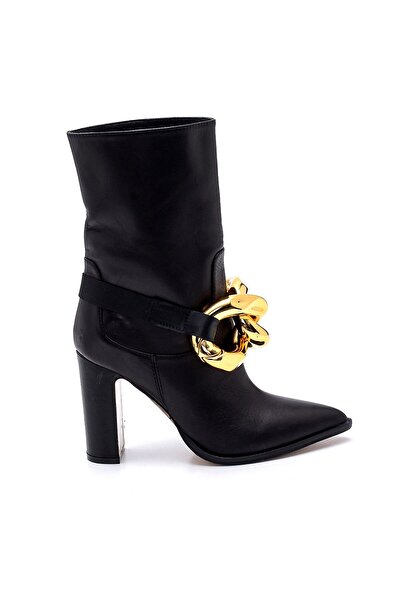 Sofia Baldi Farah Siyah Deri Kadın Topuklu Bot