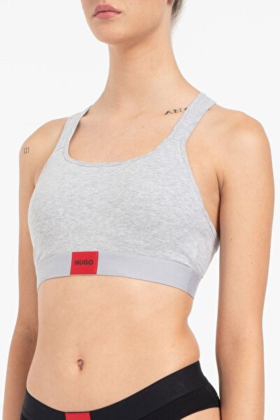 HUGO Gray Brand Logo Round Neck Women's Sports Bra -50495869-033