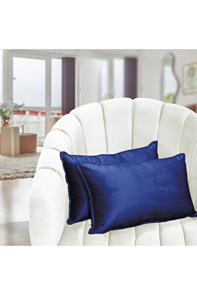 In House طقم وسادة مزخرفة مخملية باللون الأزرق الداكن مكون من قطعتين - تصميم ...