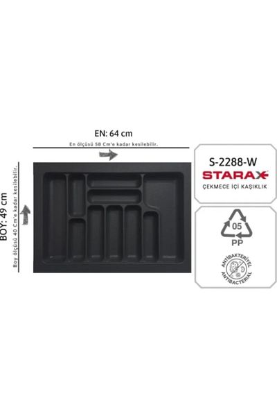 STARAX S-2288-Gp Drawer - Gray, Antibacterial, Threaded Inside, between 64-58 Cm, Decollete 49-40 Cm, 70 Modules