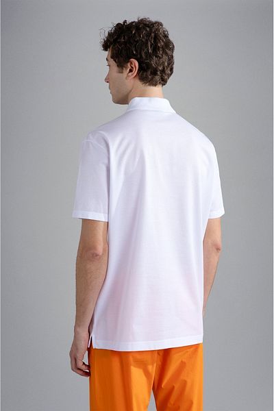 PAUL&SHARK Tricou cu guler polo pentru bărbați din bumbac, cu închidere cu nasturi, cu mânecă scurtă, cu guler polo, alb24411335-010
