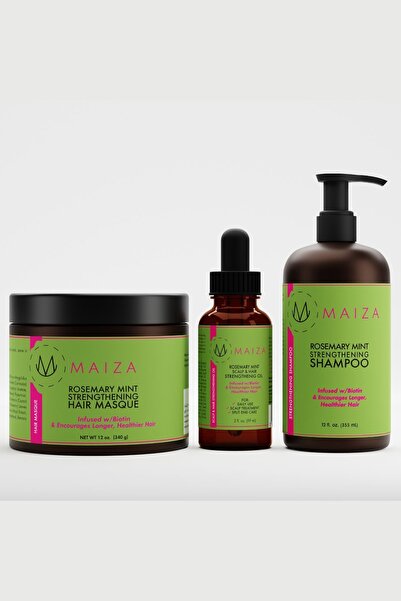MAİZA Biberiye Nane Güçlendirici Saç Bakım Seti - Saç Bakım Maskesi - Şampuan...