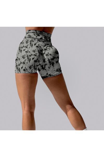 VOU Yüksek Bel Push-up Batik Mini Şort Tayt