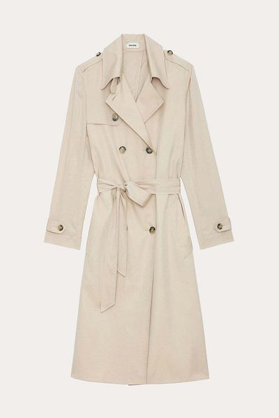 Zadig & Voltaire Double Breasted Cut Belted Trench Coat