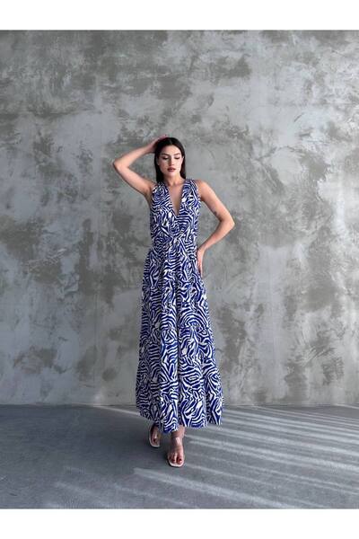 ZF BUTİK Φόρεμα με μοτίβο βισκόζης με διπλό στήθος