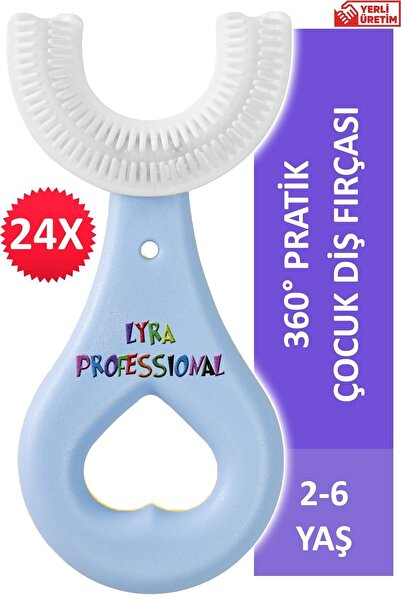 Lyra Professional U Şeklinde Pratik Çocuk Diş Fırçası 2-6 Yaş Mavi 24 Adet