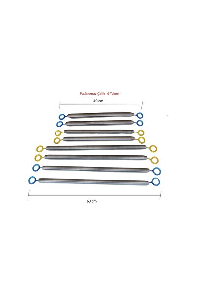 Drop Pilates Reformer Tower - Push Through Bar Paslanmaz Çelik Yayı Full Takım Sarı Yay - Mavi 4 Çift ( 8 Adet)